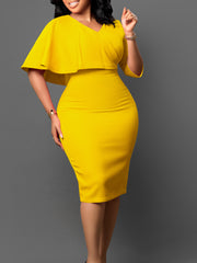 Solid Color Asymmetry Package hip Dress