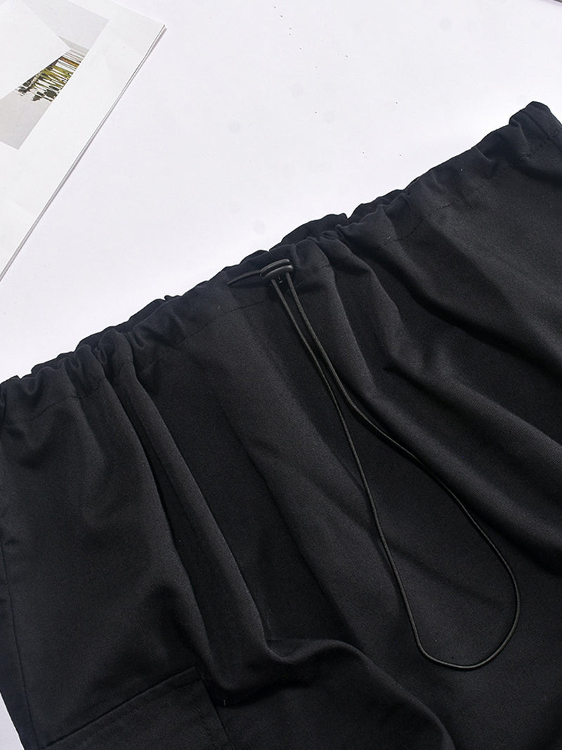 Drawstring Side High Waist Casual Cargo Skirt
