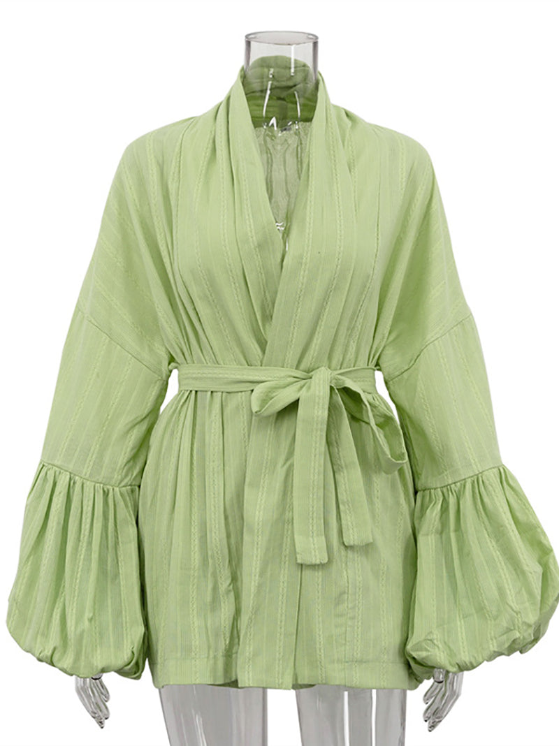 Fashion Petal Sleeve Loose Blouses And Shorts Sets