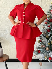 Elegant Cinched Waist Ruffles Bodycon Midi Dress