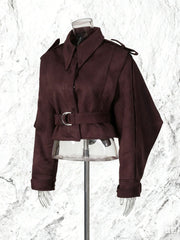 Fashion Long Sleeve Belted Cropped Jacket