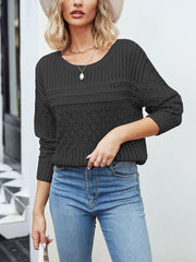 Round Neck Hollow out Knit Sweater