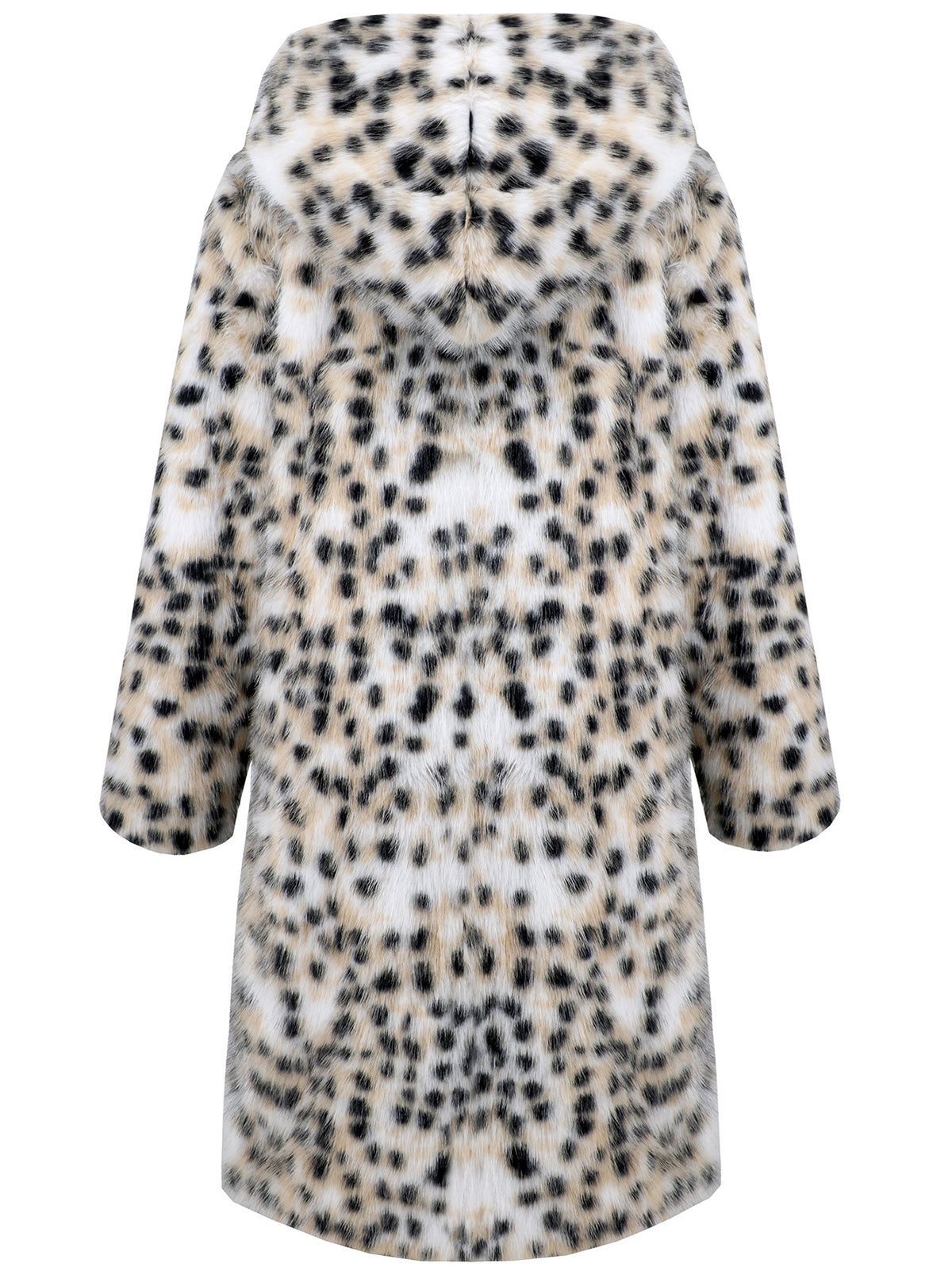 Faux Fur Allover Print Long Sleeve Long Fashion Coat