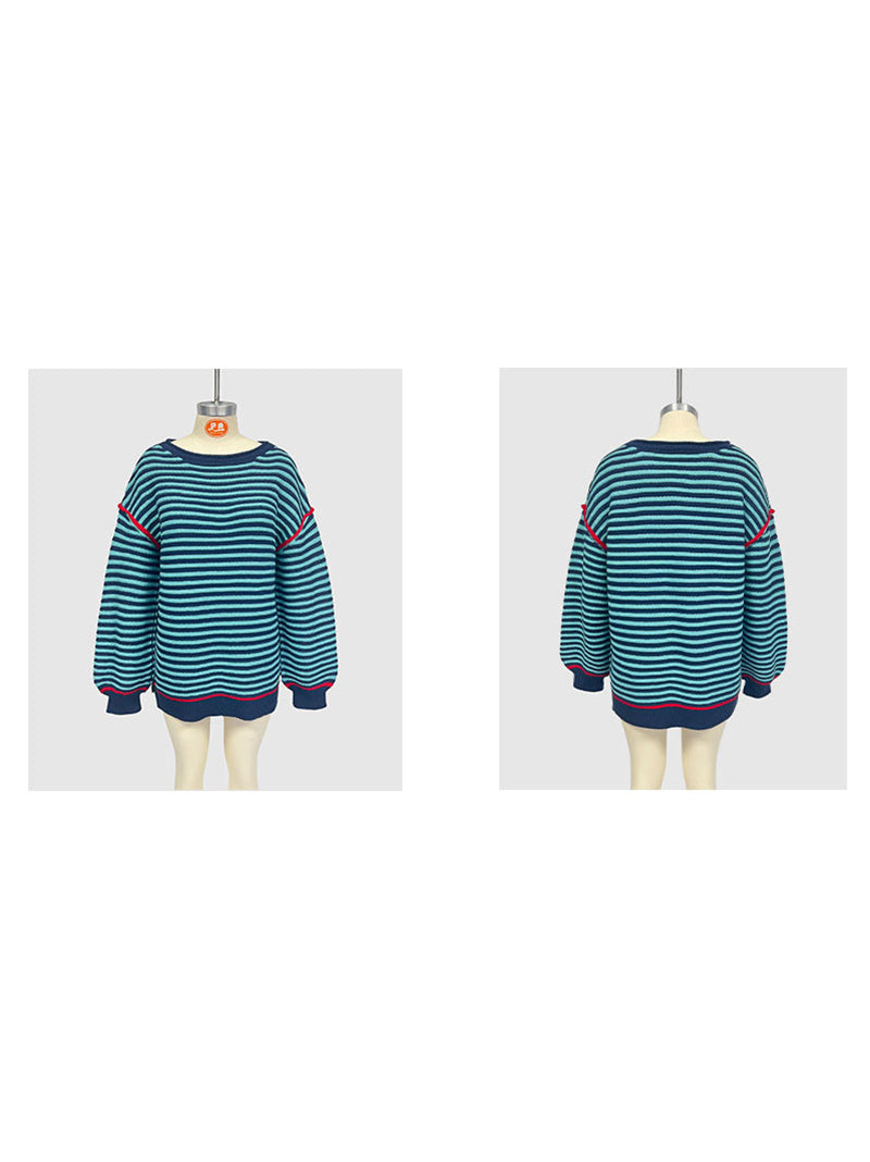 Vintage Crewneck Striped Pullover Sweater