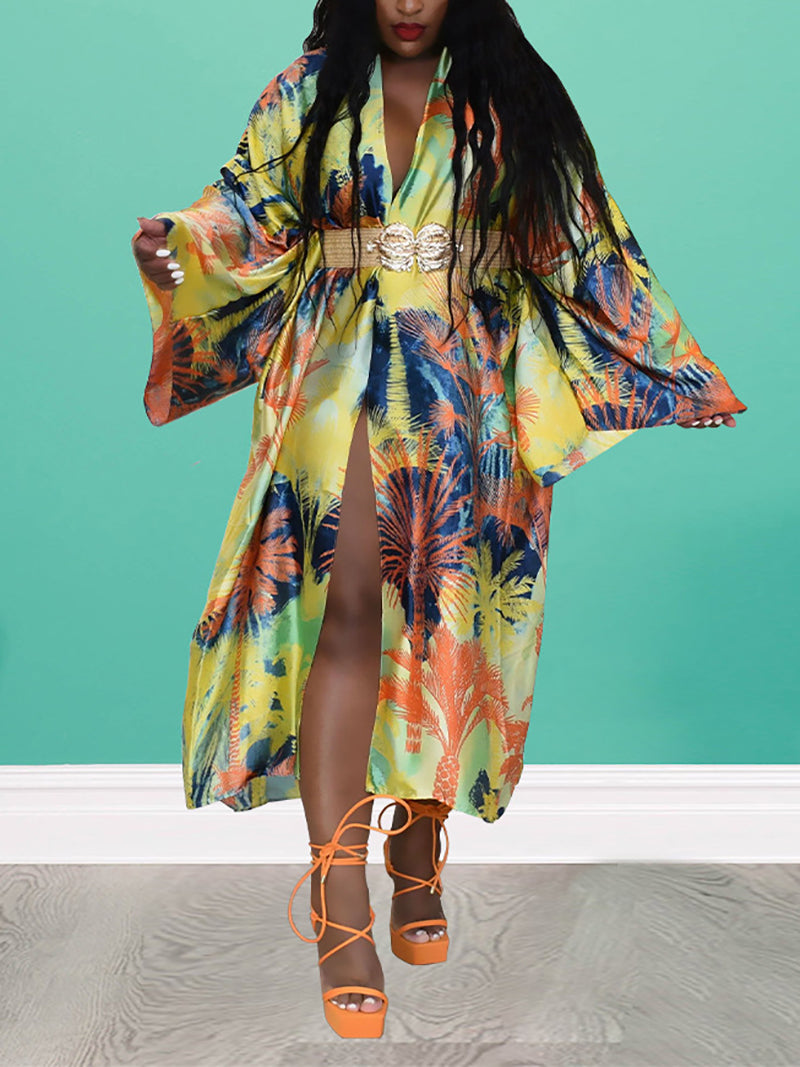 Fashion Print Loose Beach Cover-up Coat