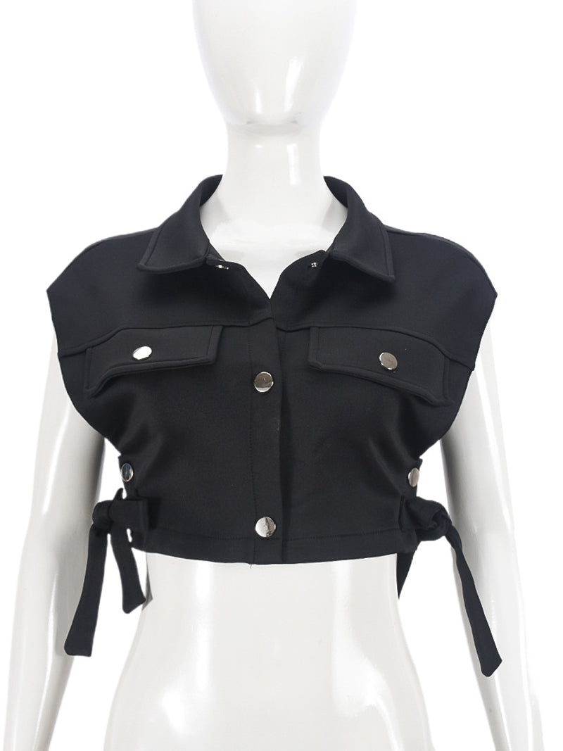 Casual Hollow Out Bandage Crop Vest Top