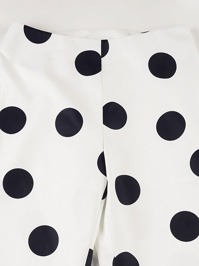 Casual Polka Dot Print Flared Trousers