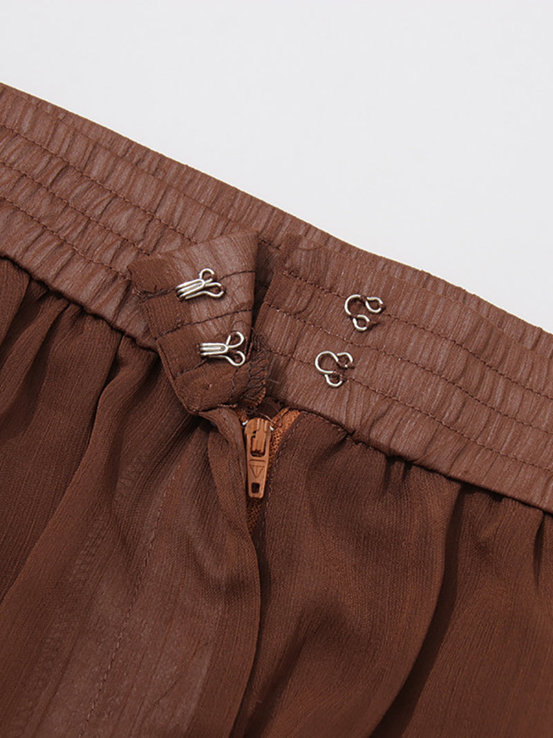 Fashion Turn-down Collar Mesh Shirt And Pants Set