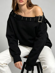 One Shoulder Oversized Sweatshirt-boutique