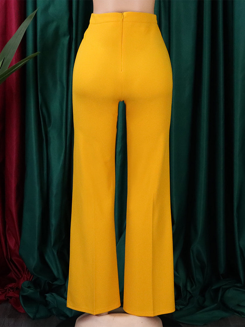 Casual Elastic High Waist Wide Leg Pants