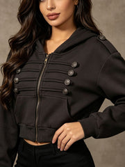 Convertible Zip Button Oversized Hoodie-boutique