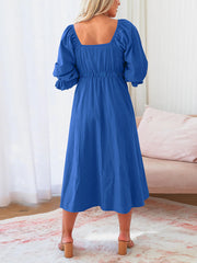 Fashion Lantern Sleeve Slim Midi Dress