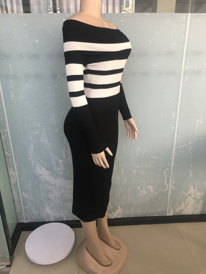 Sexy Off Shoulder Backless Slim Kint Dress