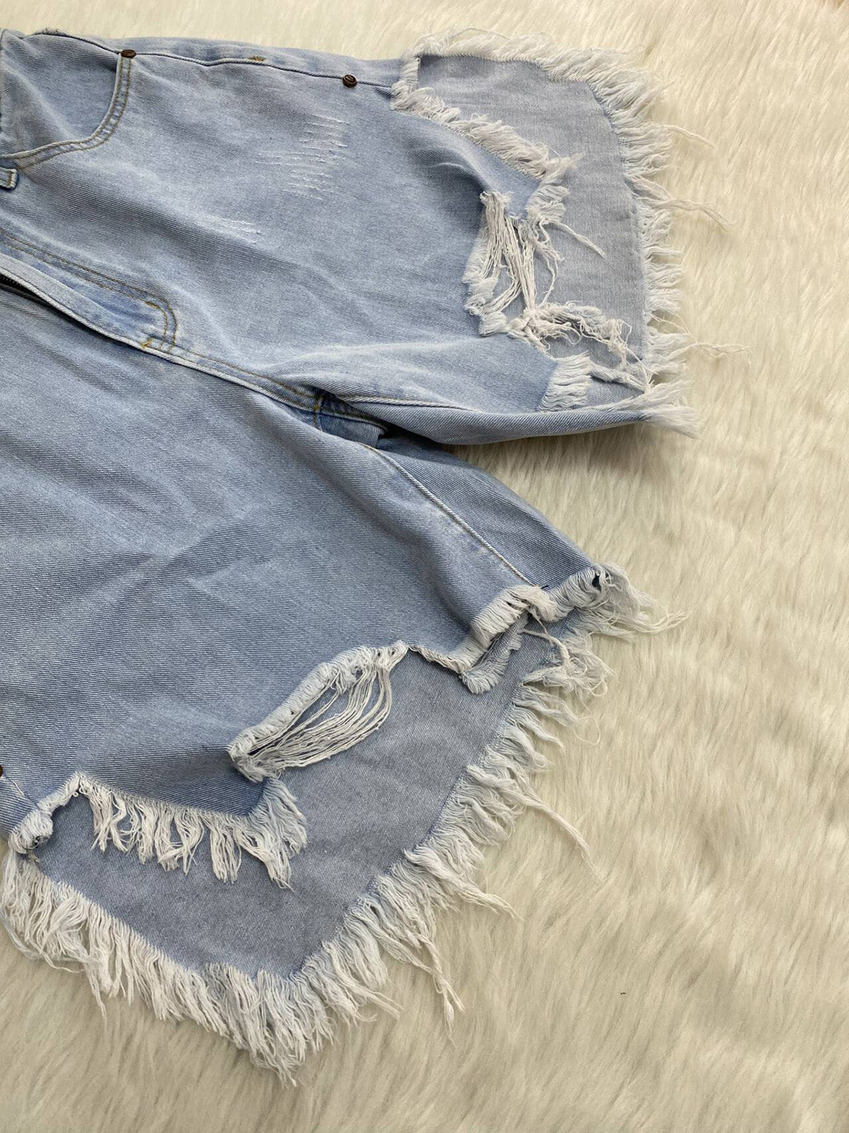 Casual High Waiste Ripped Denim Short Jeans