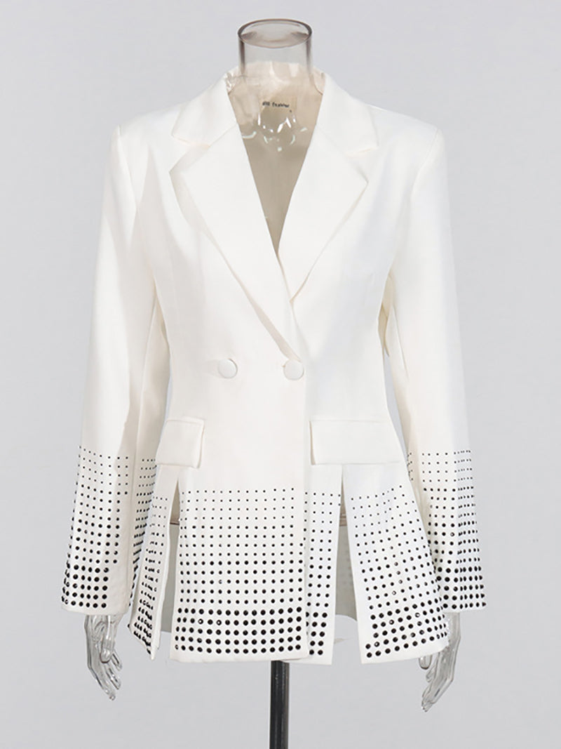 Fashion Rhinestone Split Hem Blazer