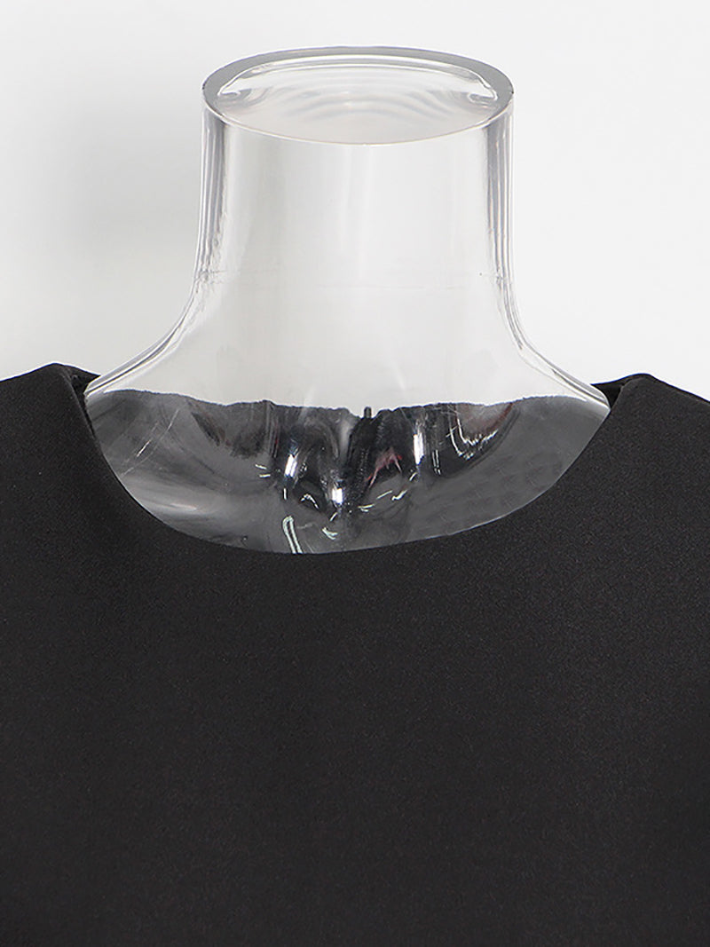 Fashion Round Collar Feather Cropped Vest Top