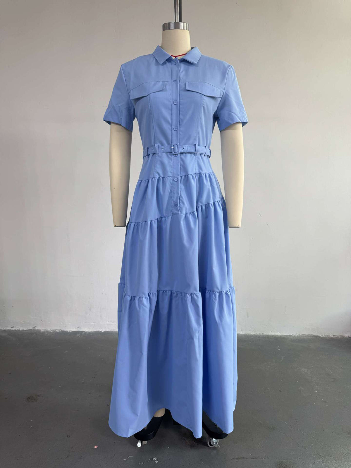Casual Turn-Down Collar A-line Shirt Dress