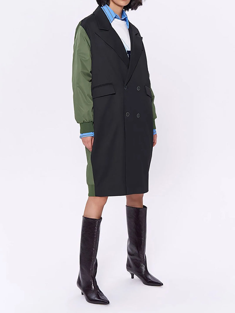 Colorblock Patchwork Double-breasted Coat