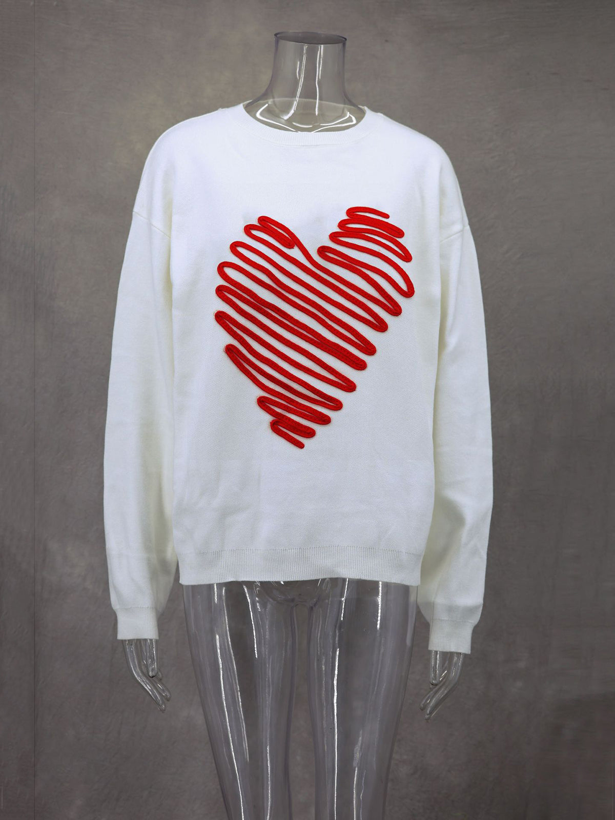 Plain Heart Line Round Neck Casual Sweatshirt