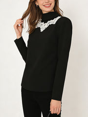 Casual Stand Collar Hit Color Patchwork Shirt