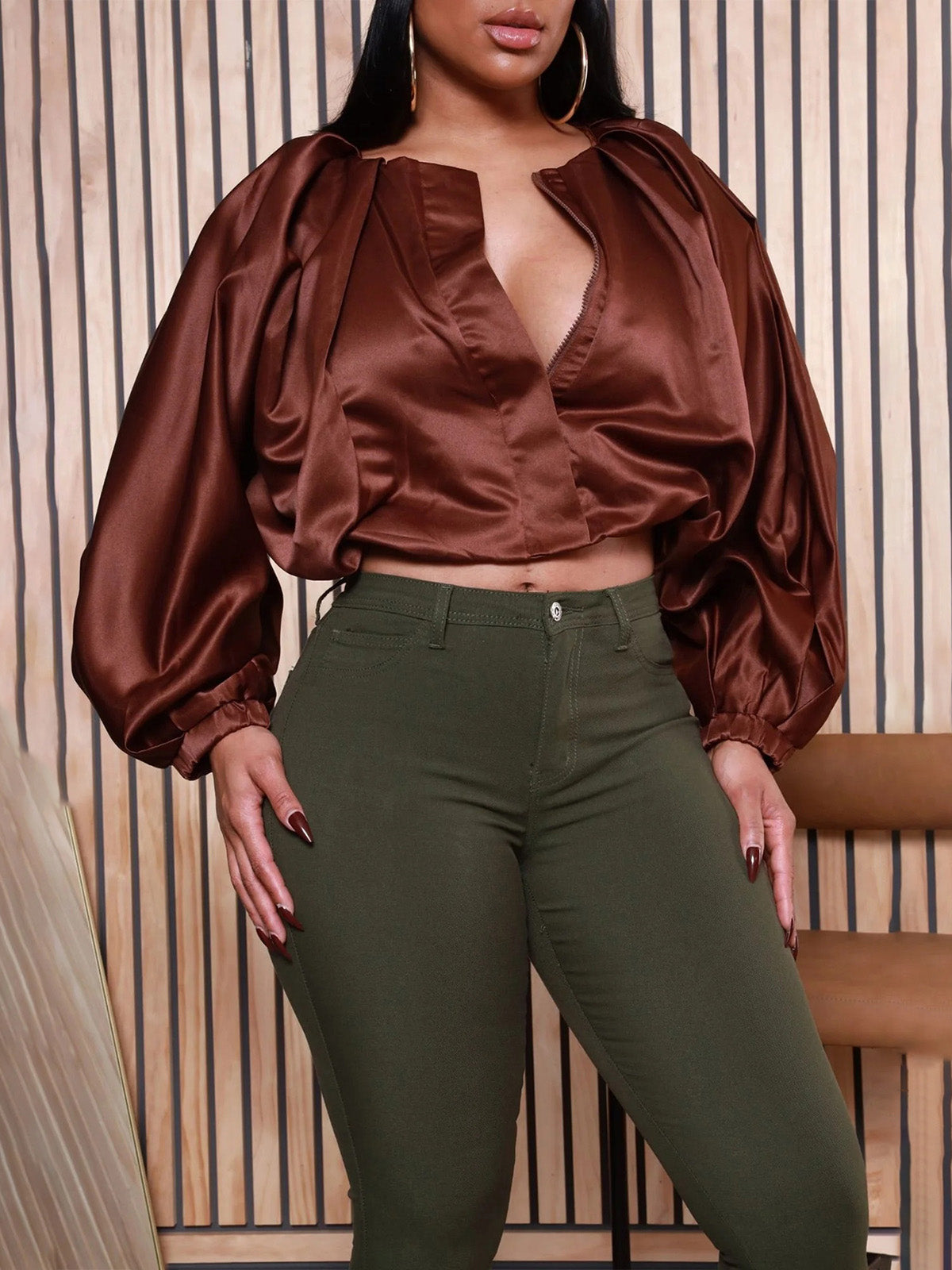 Fashion Batwing Sleeve Loose Cropped Blouse Top