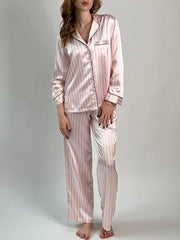 Stripes Loose Top And Straight Leg Trousers Casual Set