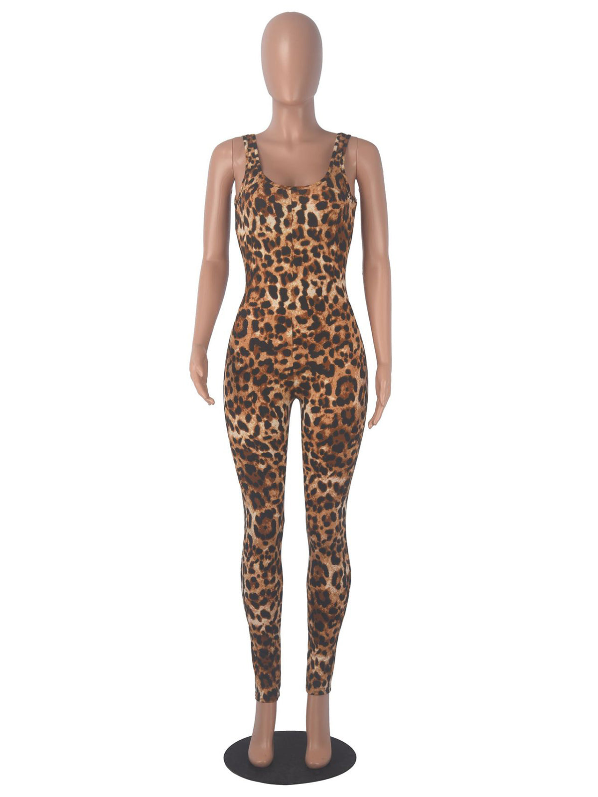 Casual Panther Print Bodycon Jumpsuit