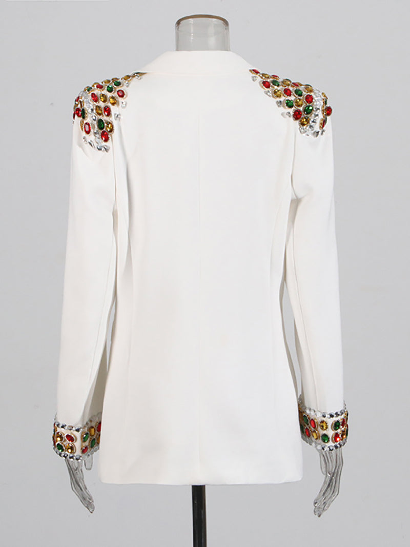 Rhinestone Single-breasted Embroidered Blazer