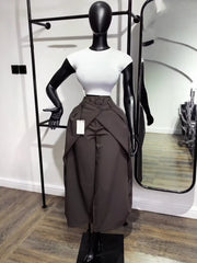 High Waist Draped Wide Leg Pants
