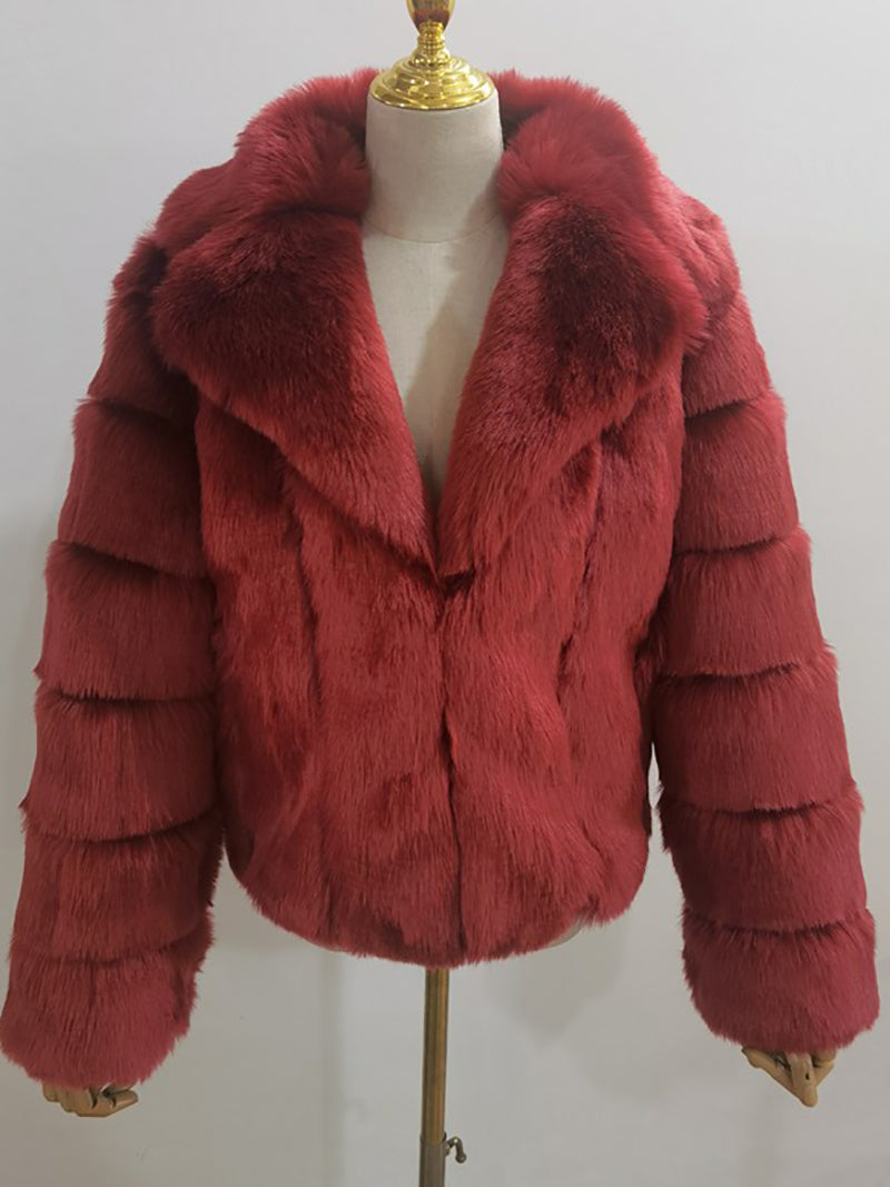 Fashion Faux Fur Suit Collar Jacket Coat