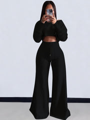 Casual Long Sleeve Top and Pants Set