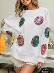 Casual Sequin Embroider Knit Hoodie