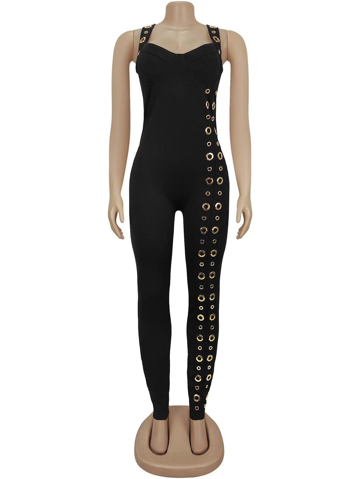 Sexy Strap Metal Button Decoration Slit Midi Dress