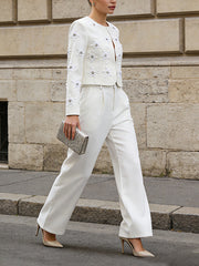 Fashion Embellished Blazer Suit Pants Set