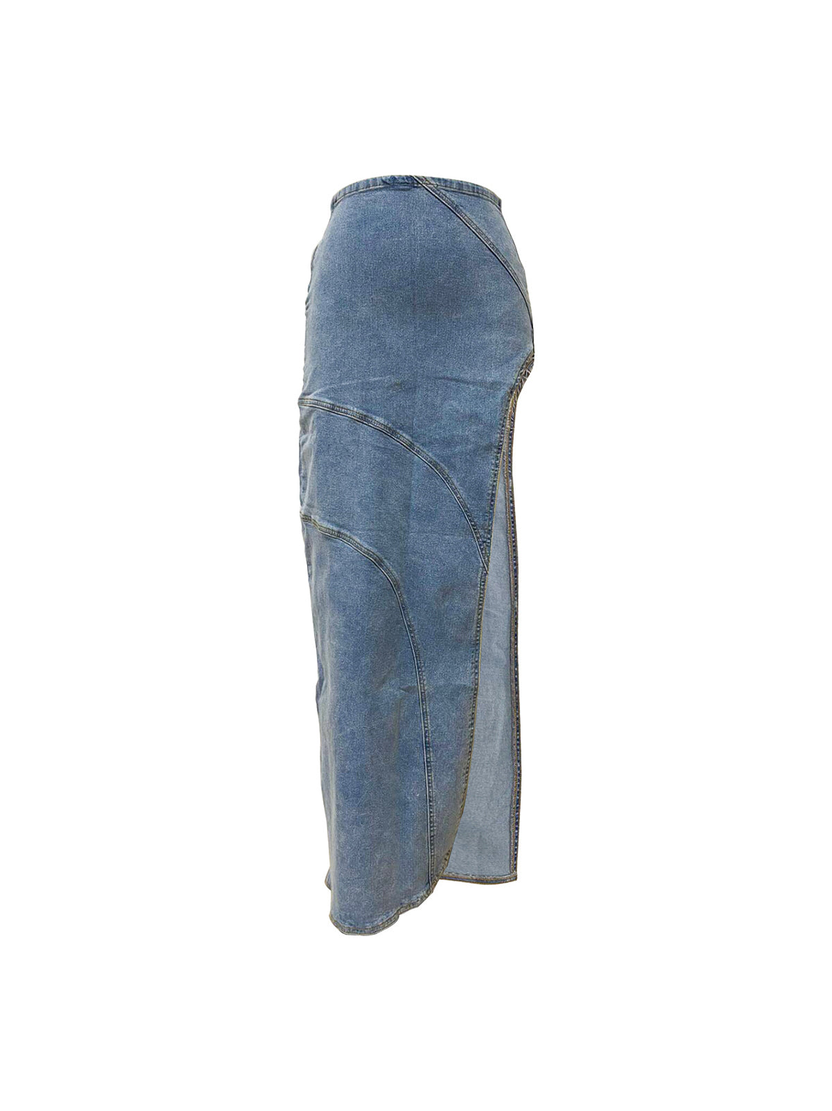 Fashion High Waist Side Slit Denim Skirt