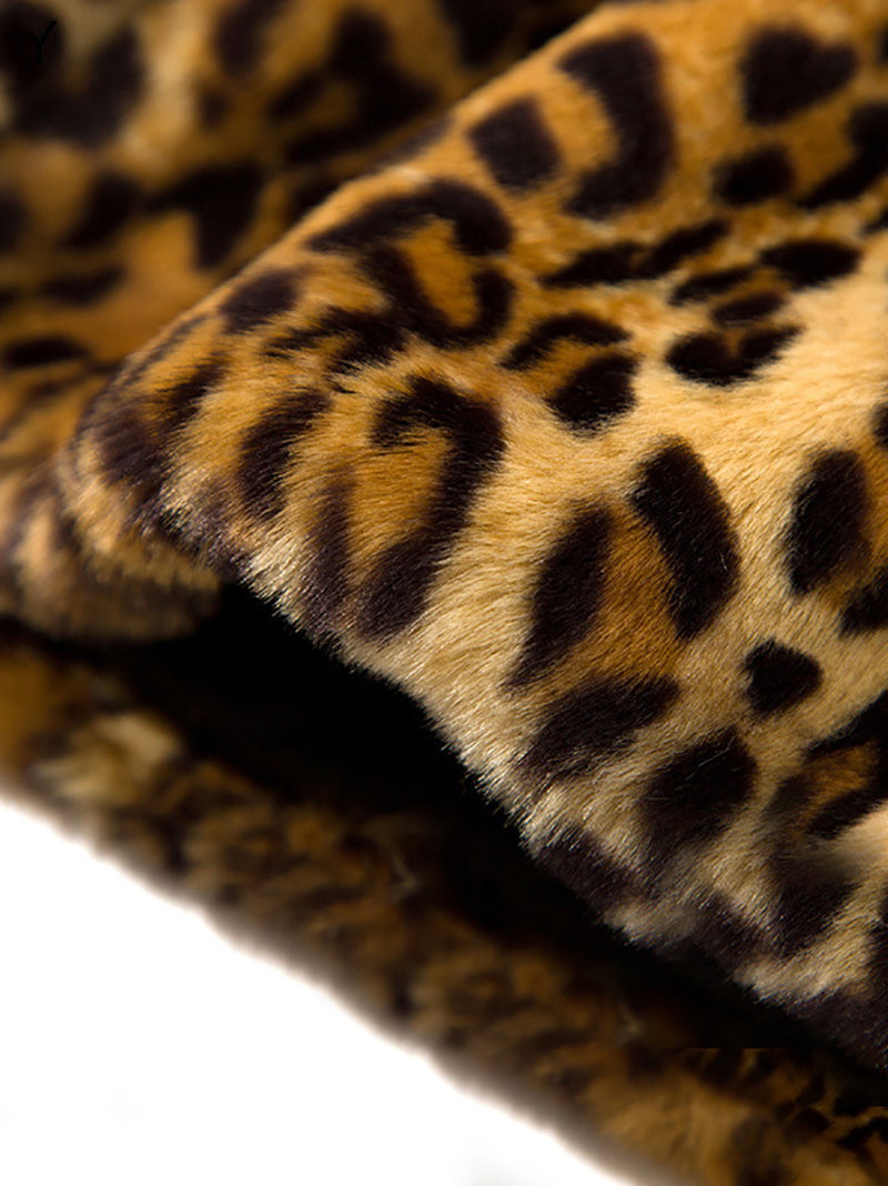 Fashion Faux Fur Leopard Print Coat