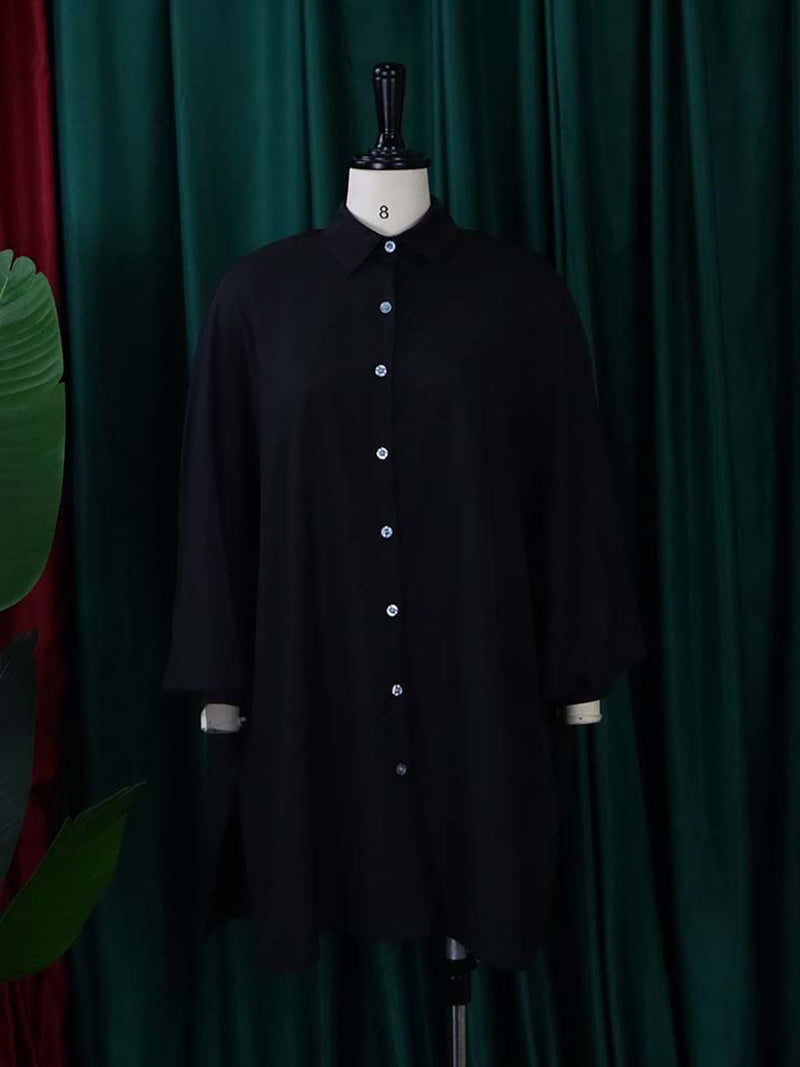 Elegant Bubble Sleeves Loose Shirt Dress