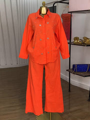 Beaded Collared Shirt and Pants Set