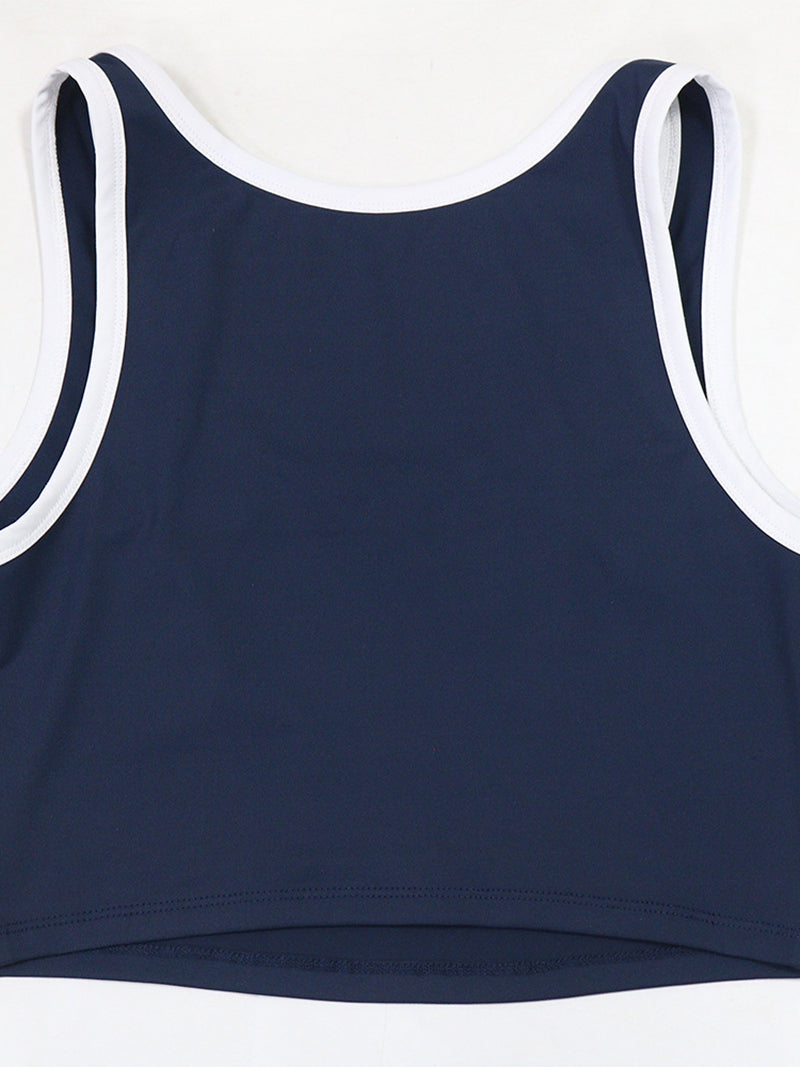 Casual Cropped Tank Vest And Short Skirt Sports Set