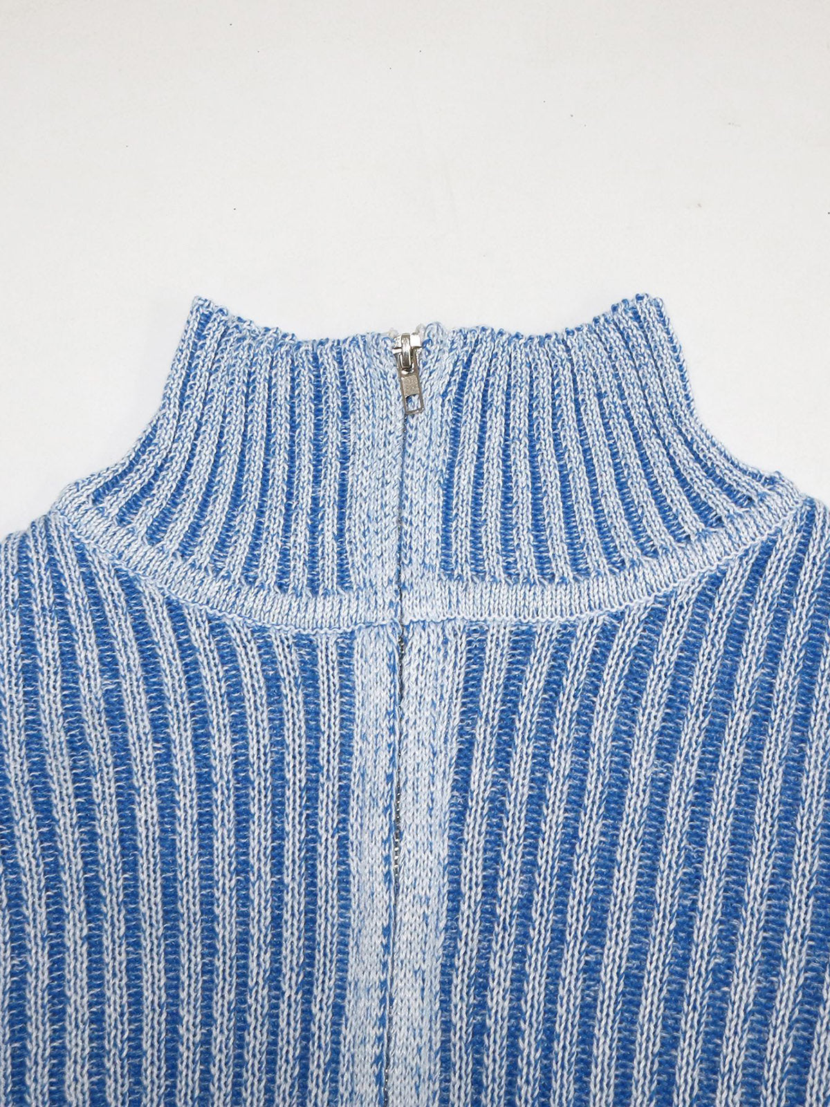 Fashion Stripe Zipper Sweater Coat