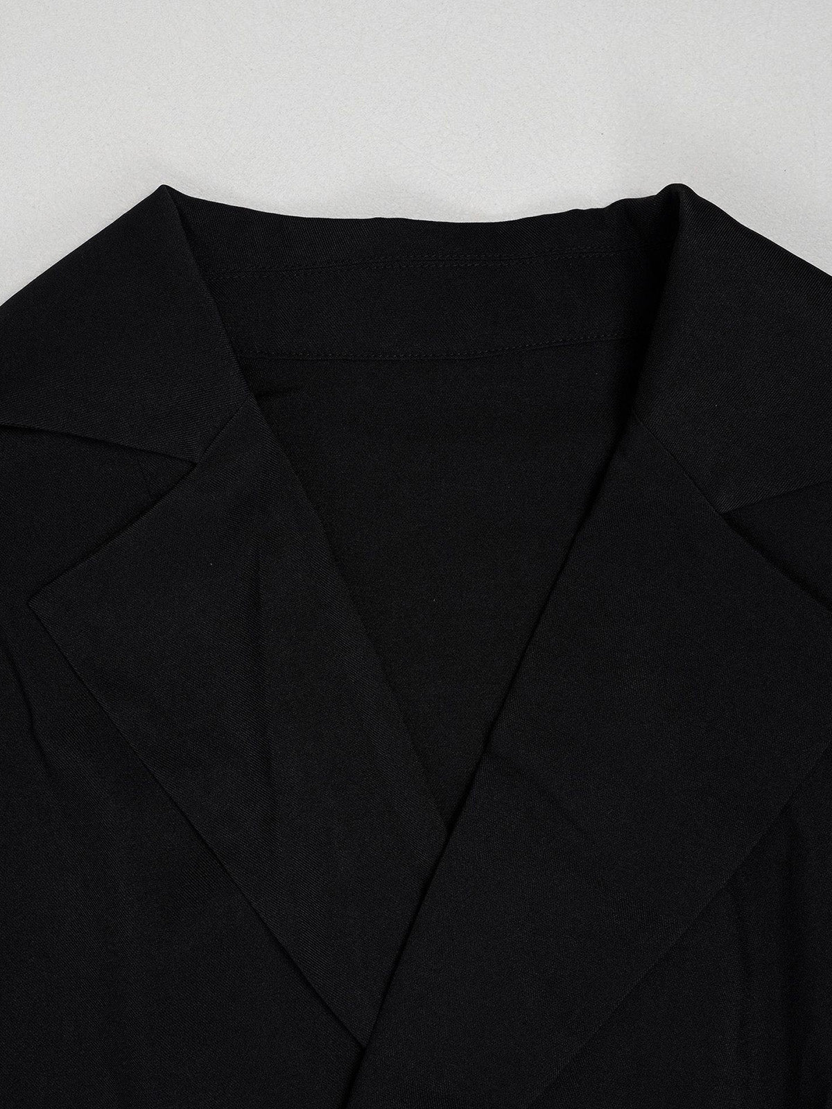 Turn-down Collar Pleated Sleeve Straight Pants Set