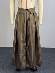 High Waist Striped Wide Leg Pants