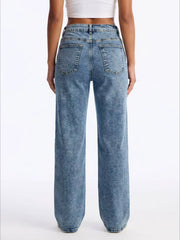Vintage Wash Relaxed Straight Leg Jeans