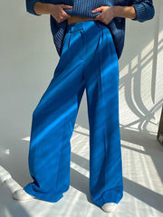 Casual High-Waist Pleated Wide-Leg Pants