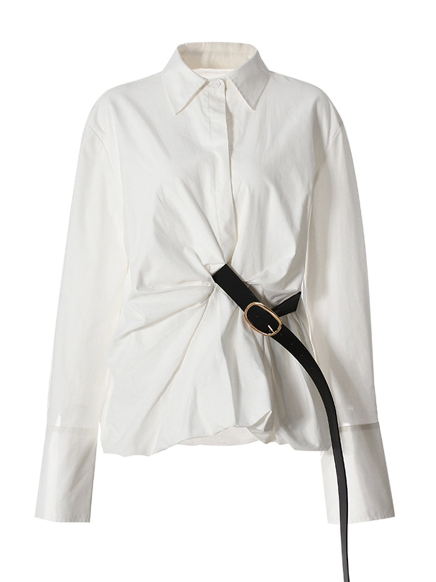 Fashion Loose Belted Shirt