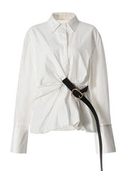 Fashion Loose Belted Shirt