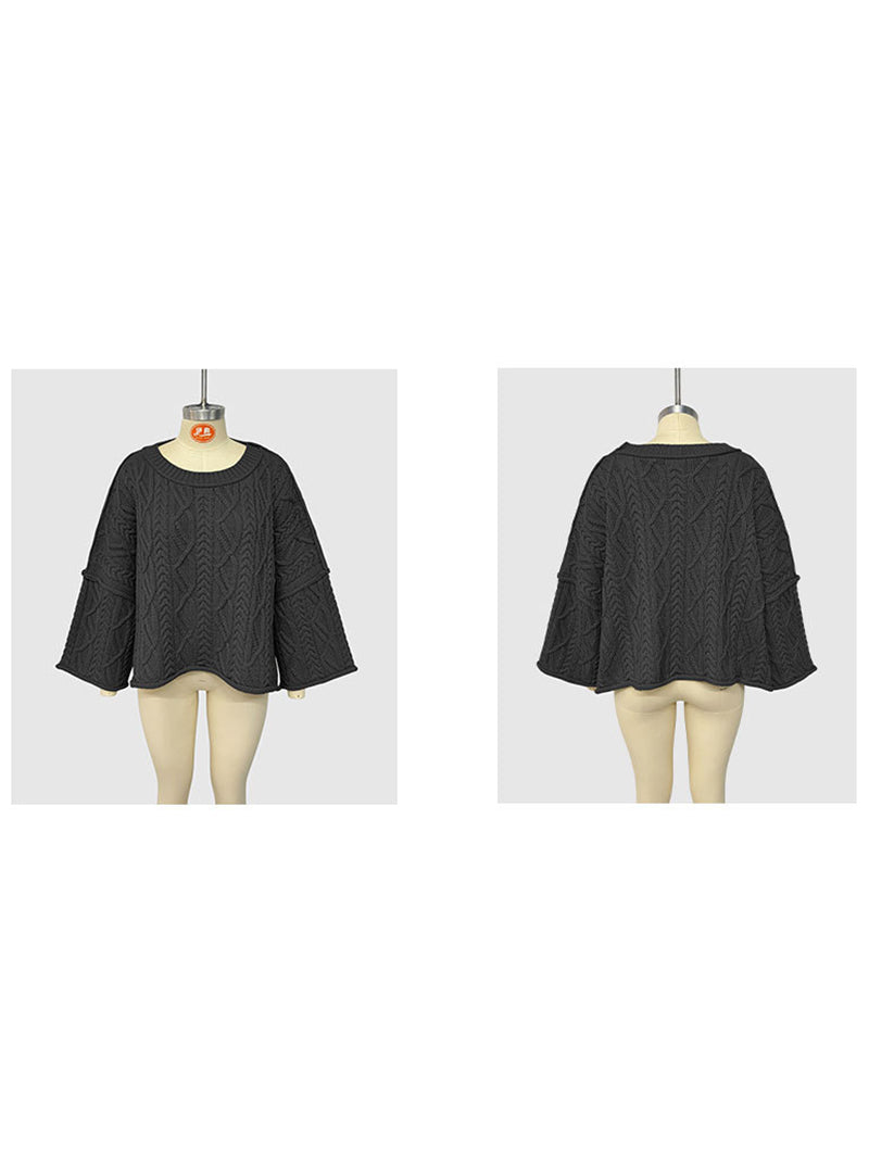 Casual Round Neck Loose Knit Pullover Sweater