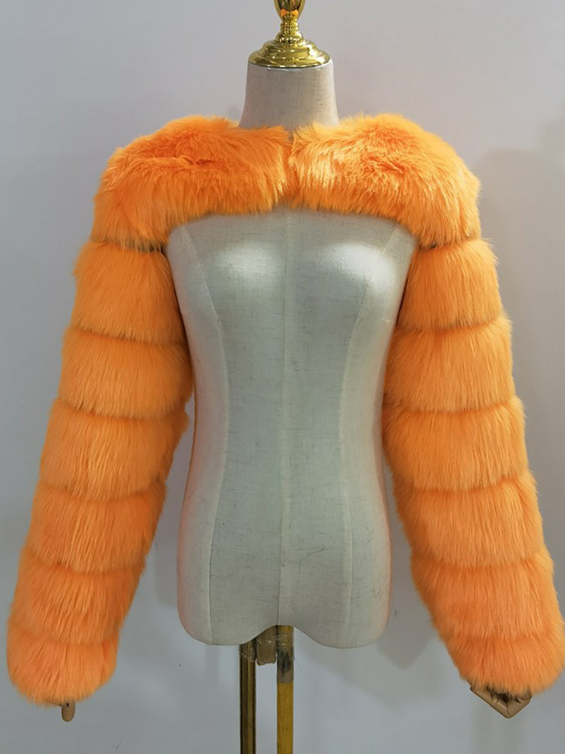 Fluffy Faux Fur Warm Shawl Jacket Coat