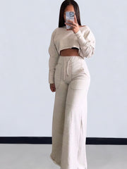 Casual Long Sleeve Top and Pants Set