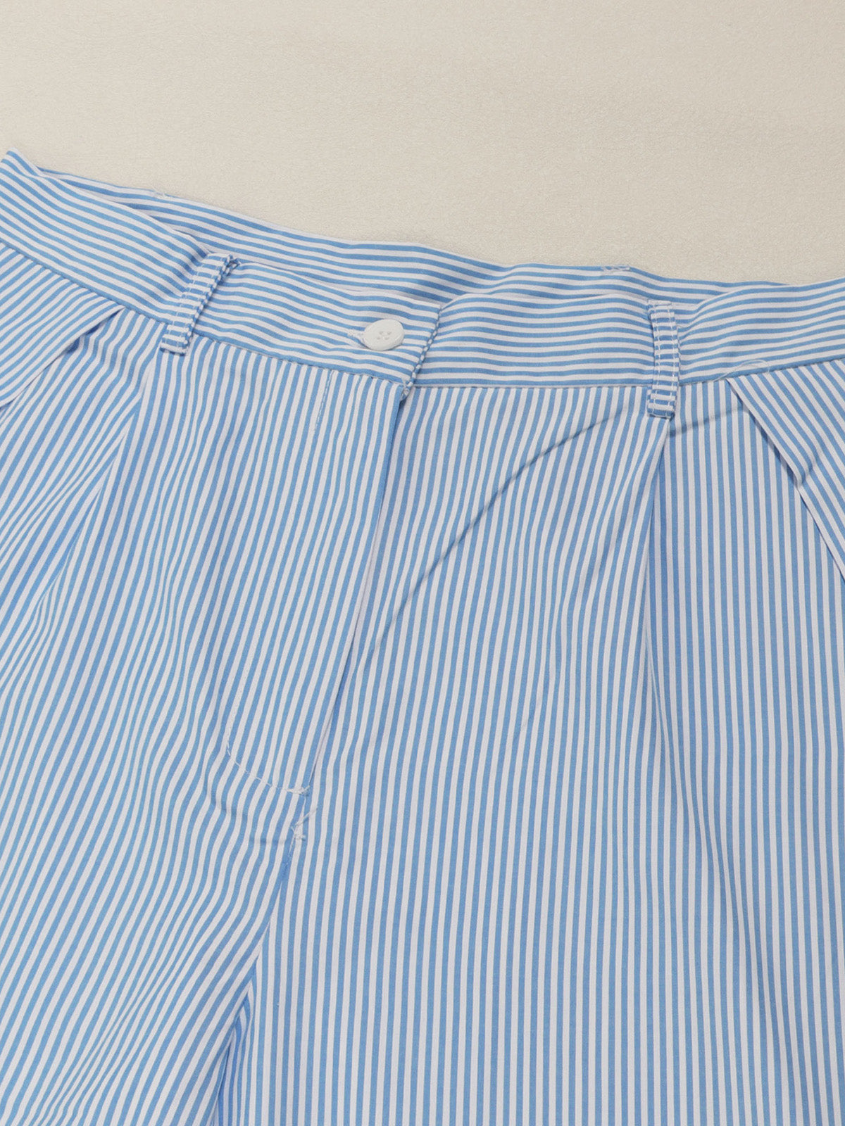 Asymmetric Rosette Top Pinstripe Wide Leg Pants Sets